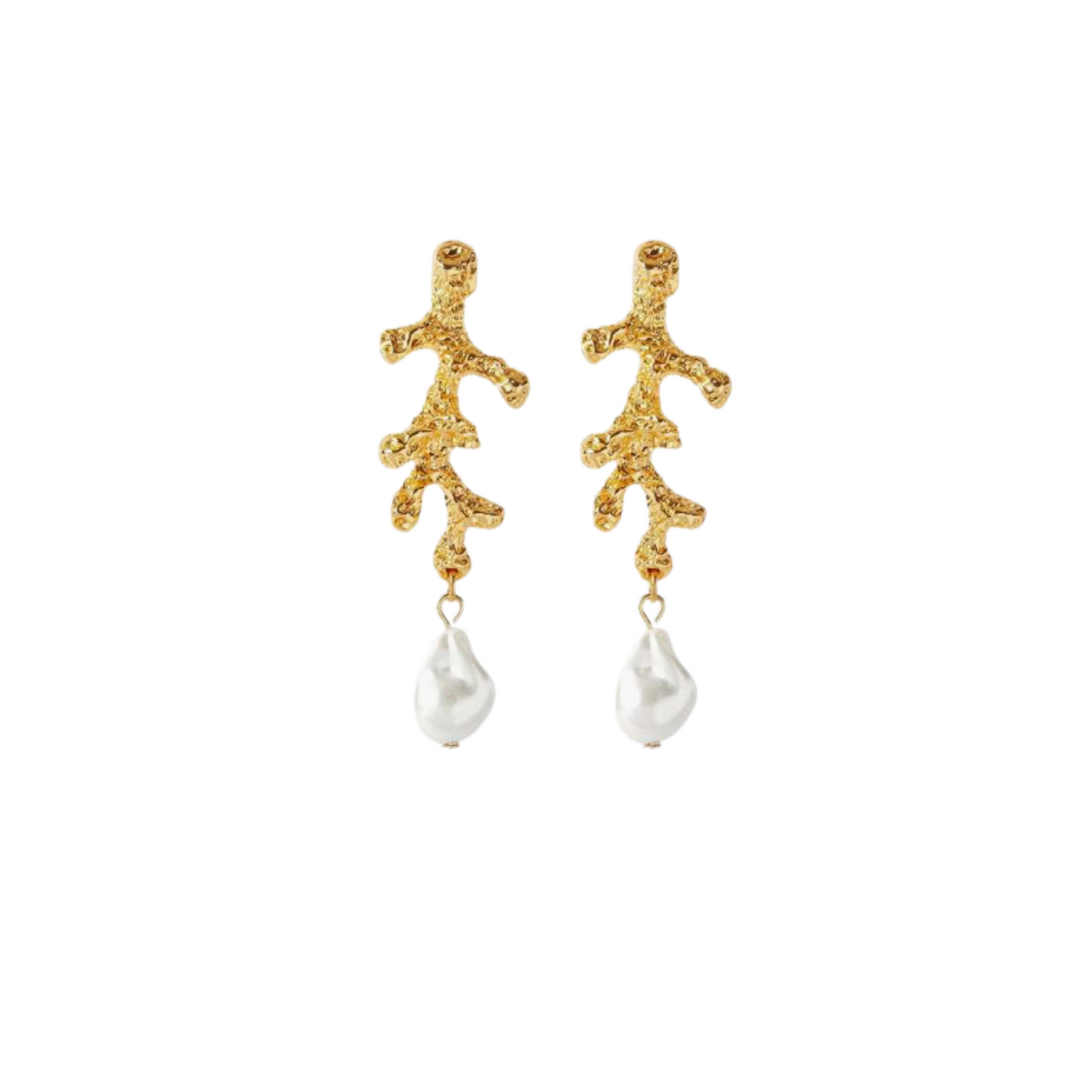 Coral Earrings with Pearl Accent